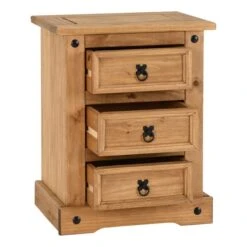 Premiere Corona 3 Drawer Bedside Table, Pine -Dunelm Shop 30413231 alt03