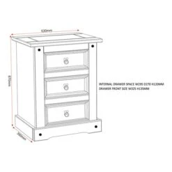 Premiere Corona 3 Drawer Bedside Table, Pine -Dunelm Shop 30413231 alt09