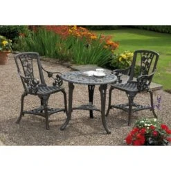 Rose Gunmetal Grey Armchair Patio Set