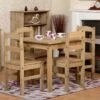 Panama 4 Seater Square Dining Table With 4 Chairs, Pine -Dunelm Shop 30617586