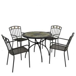 Memphis 91cm Patio Table Set With 4 Mayfield Chairs