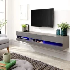 Galicia LED Extra Wide Floating Wall TV Unit For TVs Up To 80" -Dunelm Shop 30662656