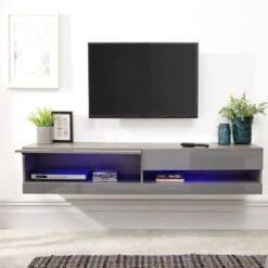 Galicia LED Extra Wide Floating Wall TV Unit For TVs Up To 80" -Dunelm Shop 30662656 alt01