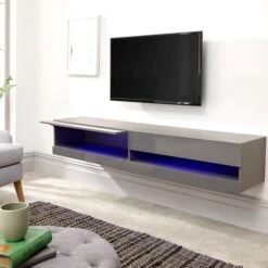 Galicia LED Extra Wide Floating Wall TV Unit For TVs Up To 80" -Dunelm Shop 30662656 alt02