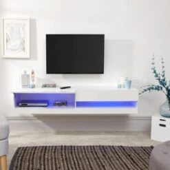 Galicia LED Extra Wide Floating Wall TV Unit For TVs Up To 80" -Dunelm Shop 30662657 alt03