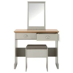 Kendal 2 Drawer Dressing Table Set With Mirror, Grey -Dunelm Shop 30662664 alt02