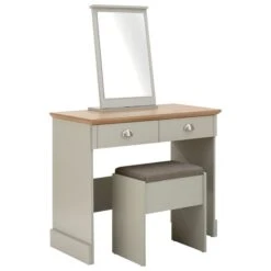 Kendal 2 Drawer Dressing Table Set With Mirror, Grey -Dunelm Shop 30662664 alt03