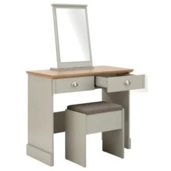 Kendal 2 Drawer Dressing Table Set With Mirror, Grey -Dunelm Shop 30662664 alt04