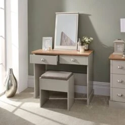 Kendal 2 Drawer Dressing Table Set With Mirror, Grey -Dunelm Shop 30662664 alt05