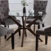 Chelsea 4 Seater Round Dining Table, Brown Wood, Glass 1 Chelsea 4 Seater Round Dining Table, Brown Wood, Glass -Dunelm Shop 30667261