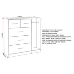 Nevada Small Single 5 Drawer Wardrobe -Dunelm Shop 30694088 alt09