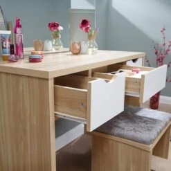 Elizabeth 3 Drawer Dressing Table Set With Mirror -Dunelm Shop 30705685 alt02