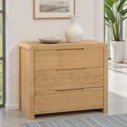 Curve 3 Drawer Chest, Oak