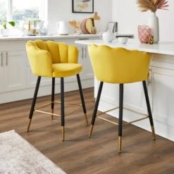 Vivian Counter Height Bar Stool, Velvet -Dunelm Shop 30724566 alt01