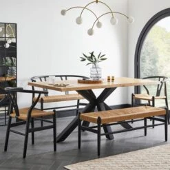 Lara Wishbone 2 Seater Dining Bench, Beech Wood, 110cm -Dunelm Shop 30751699 alt07