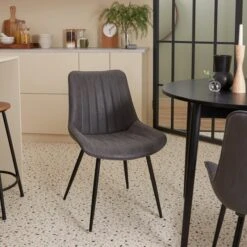 Set Of 2 Zion Dining Chairs, Faux Suede