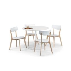 Blanco 4 Seater Round Pedestal Dining Table With 4 Casa Chairs, White -Dunelm Shop 30794147 alt04