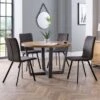 Brooklyn 4 Seater Round Dining Table With 4 Monroe Chairs, Solid Oak -Dunelm Shop 30794162