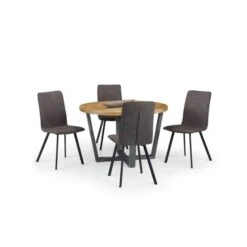 Brooklyn 4 Seater Round Dining Table With 4 Monroe Chairs, Solid Oak -Dunelm Shop 30794162 alt04