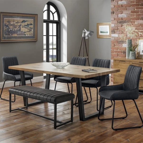 Brooklyn 6 Seater Rectangular Dining Table With 4 Soho Chairs And Bench, Solid Oak 3 Brooklyn 6 Seater Rectangular Dining Table With 4 Soho Chairs And Bench, Solid Oak