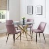 Montero 4 Seater Round Dining Table, Gold Top -Dunelm Shop 30794320