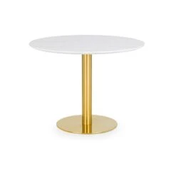 Palermo 4 Seater Round Pedestal Dining Table, White -Dunelm Shop 30794330 alt01