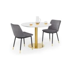 Palermo 4 Seater Round Pedestal Dining Table, White -Dunelm Shop 30794330 alt06