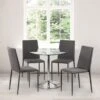 Kudos 4 Seater Round Glass Top Pedestal Dining Table, Silver 1 Kudos 4 Seater Round Glass Top Pedestal Dining Table, Silver -Dunelm Shop 30794581