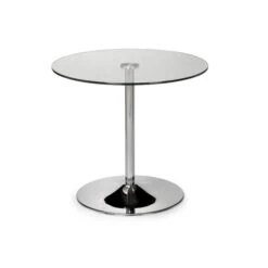 Kudos 4 Seater Round Glass Top Pedestal Dining Table, Silver -Dunelm Shop 30794581 alt01
