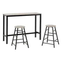 Athens 2 Seater Rectangular Bar Table With 2 Stools -Dunelm Shop 30799064 alt02