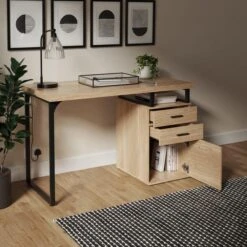Edison Storage Desk Oak Effect -Dunelm Shop 30800636 alt02