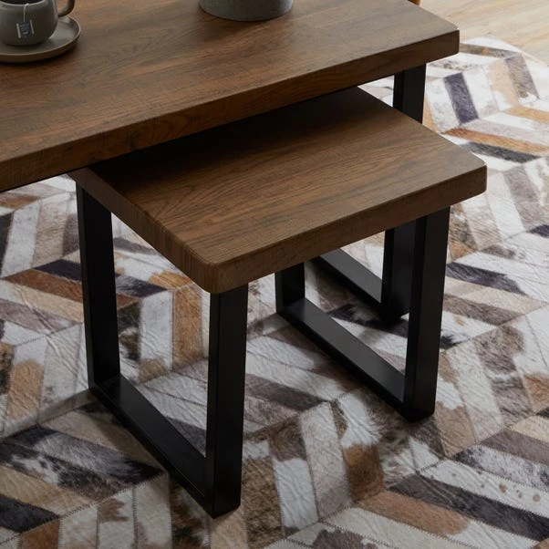 Freddie Nest Coffee Table, Rustic Wood Effect 4 Freddie Nest Coffee Table, Rustic Wood Effect - Image 2