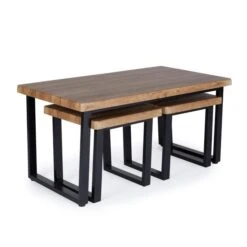 Freddie Nest Coffee Table, Rustic Wood Effect 10 Freddie Nest Coffee Table, Rustic Wood Effect -Dunelm Shop 30809245 alt02