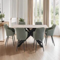 Camilla 6 Seater Dining Table, Sintered Stone -Dunelm Shop 30816921