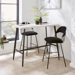 Marcela Velvet Bar Stool, Black -Dunelm Shop 30829685 alt01