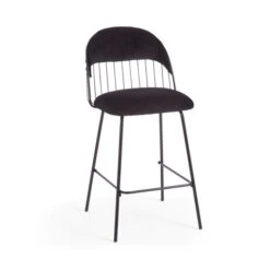 Marcela Velvet Bar Stool, Black -Dunelm Shop 30829685 alt04