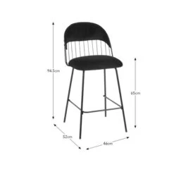 Marcela Velvet Bar Stool, Black -Dunelm Shop 30829685 alt09