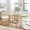 Sascha 4 Seater Round Dining Table, Marble -Dunelm Shop 30843971