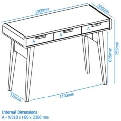 Kai 3 Drawer Desk -Dunelm Shop 30850924 alt09