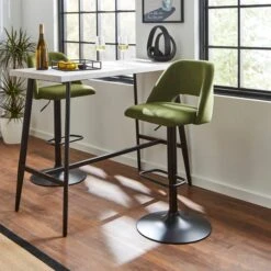 Jonas Adjustable Height Bar Stool, Velvet -Dunelm Shop 30851449 alt01