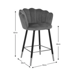 Vivian Counter Height Bar Stool, Velvet -Dunelm Shop 30857281 alt09