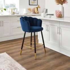Vivian Counter Height Bar Stool, Velvet -Dunelm Shop 30857287