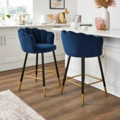 Vivian Counter Height Bar Stool, Velvet -Dunelm Shop 30857287 alt01