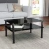 AVF Large Coffee Table, Black Glass With Black Legs -Dunelm Shop 30861074