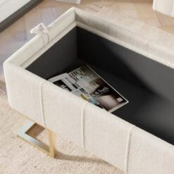 Holland Tray Table Ottoman, Ivory Sherpa -Dunelm Shop 30870372 alt04