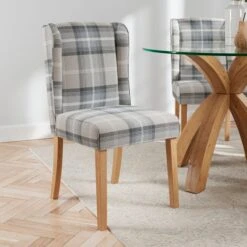 Oswald Set Of 2 Dining Chairs, Country Check -Dunelm Shop 30872516