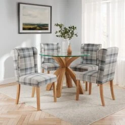 Oswald Set Of 2 Dining Chairs, Country Check -Dunelm Shop 30872516 alt01