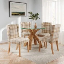 Oswald Set Of 2 Dining Chairs, Country Check -Dunelm Shop 30872520 alt01