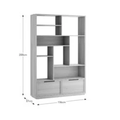 Hardy Wide Bookcase With 2 Drawers, Oak Effect -Dunelm Shop 30874521 alt09