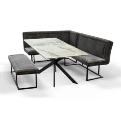 Indus Valley Athena 6 Seater Dining Table Corner Bench Set -Dunelm Shop 30877802 alt02